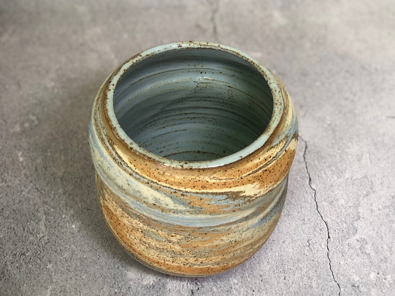 Unique pottery marbled ceramic flower vase image 4
