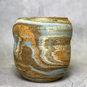 Unique pottery marbled ceramic flower vase image 7