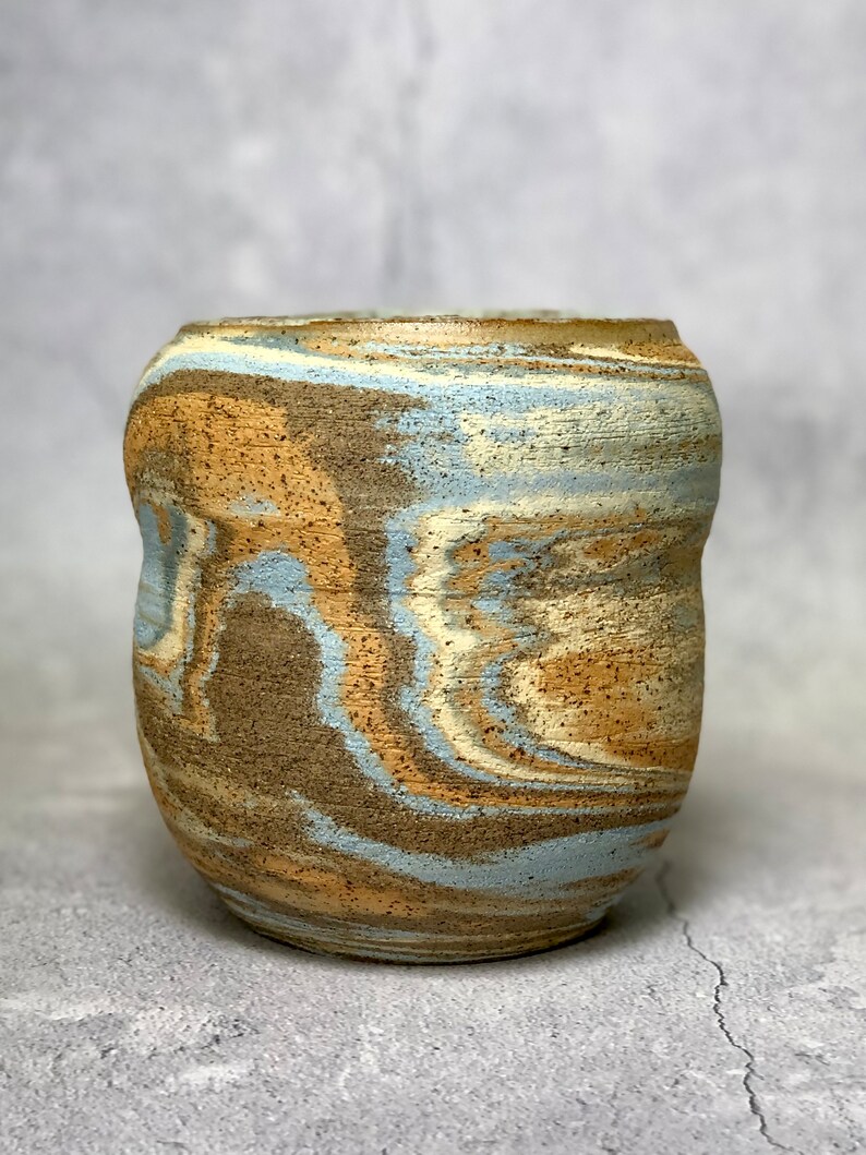 Unique pottery marbled ceramic flower vase image 7