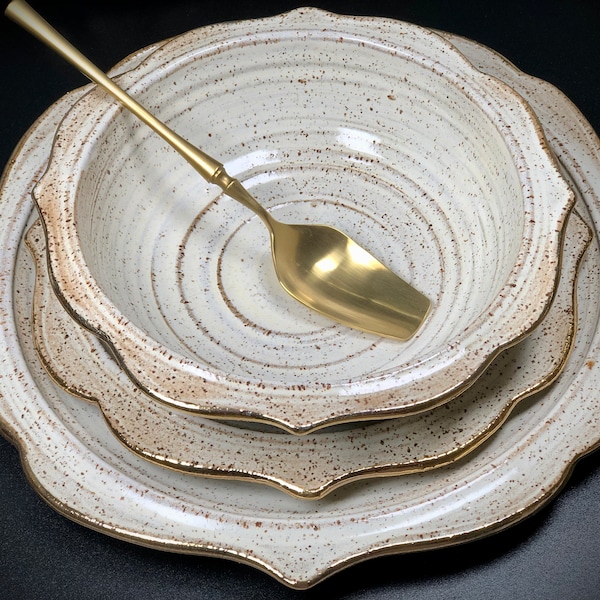 Gold Dinnerware Set Etsy