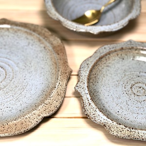 Blue and brown rustic dinnerware set