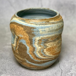 Unique pottery marbled ceramic flower vase image 8