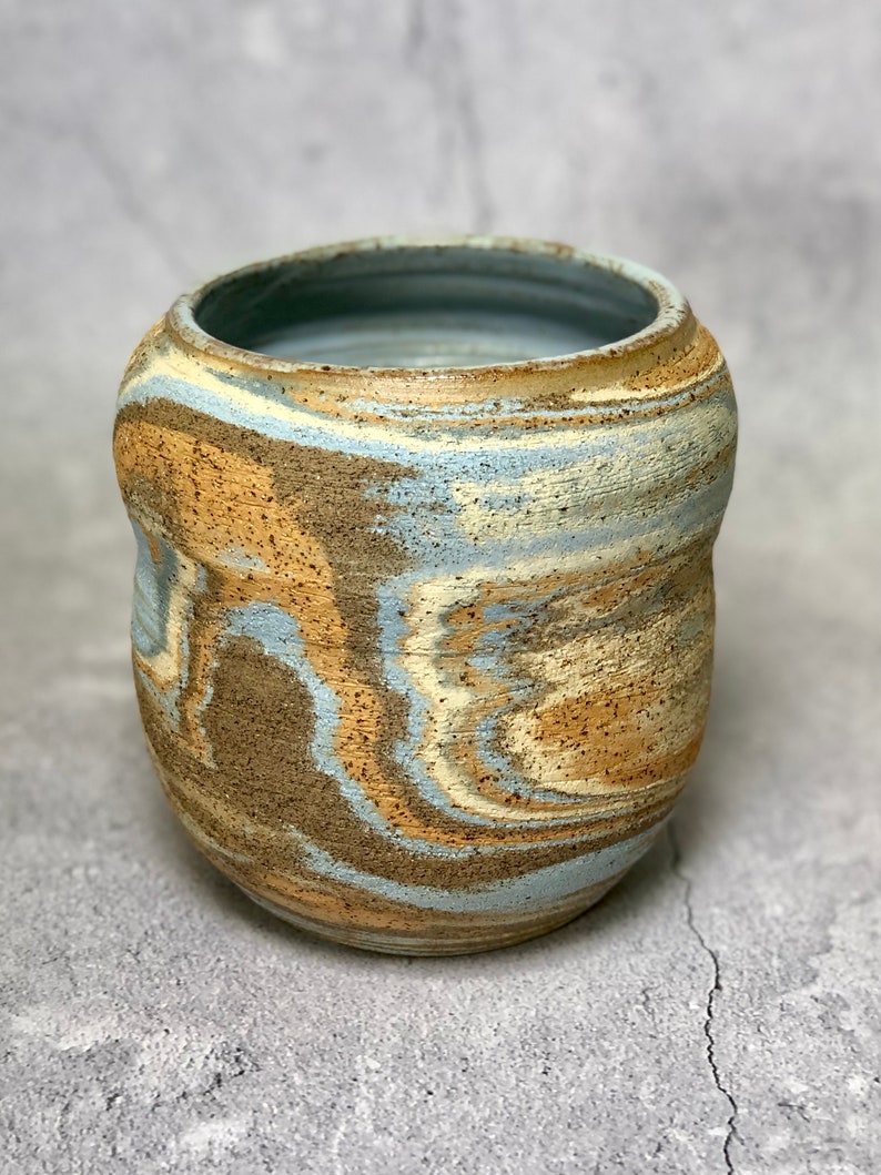 Unique pottery marbled ceramic flower vase image 8