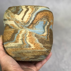 Unique pottery marbled ceramic flower vase image 5