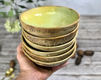 Set of 6 ceramic serving bowl, Microwave safe dinnerware, Stylish dish set for every day use.