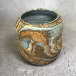 Unique pottery marbled ceramic flower vase image 1