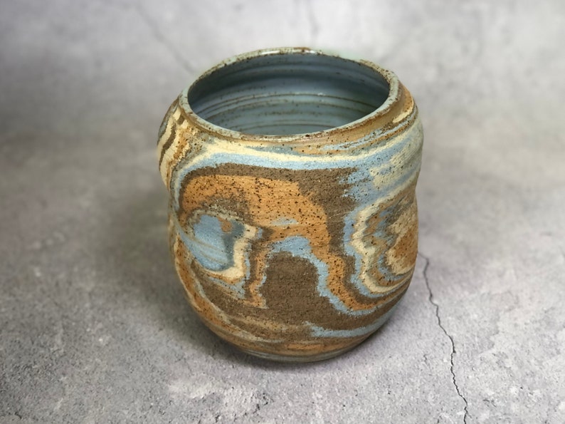 Unique pottery marbled ceramic flower vase image 1