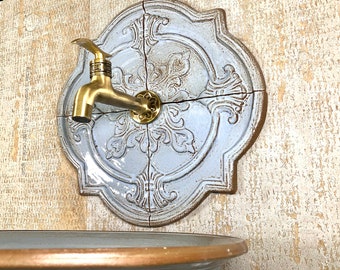 Decorative tiles for wall faucet . light blue vintage look, wall decor.