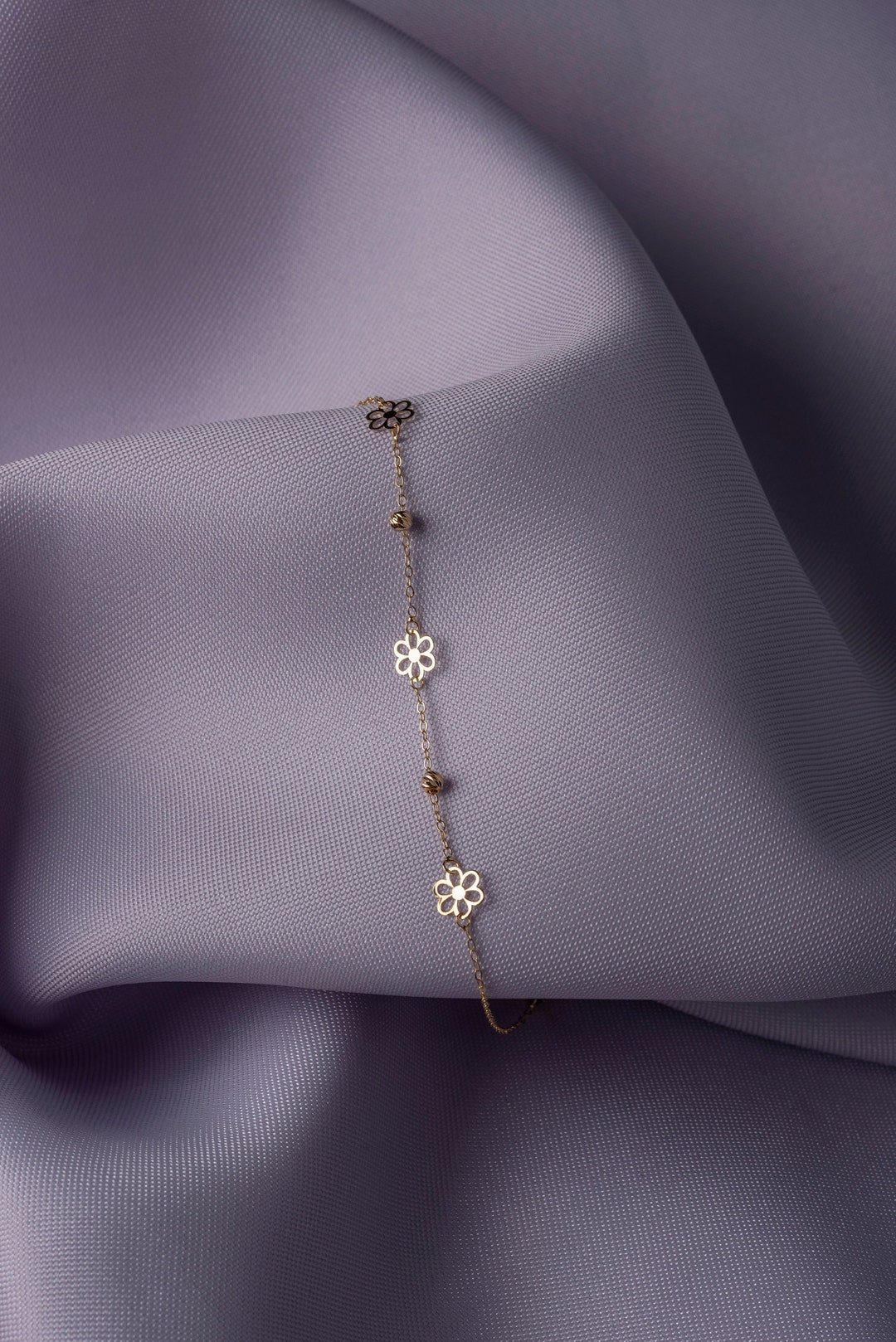 Daisy Flower Charm Bracelet Gold Sunflower Bracelet Gold Etsy