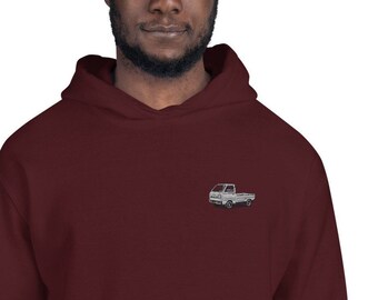 Felpa con cappuccio ricamata JDM Kei Truck, Mini camion giapponese, camion Kei, regalo per gli amanti dell'auto, appassionato di JDM, personalizzato, minimalista