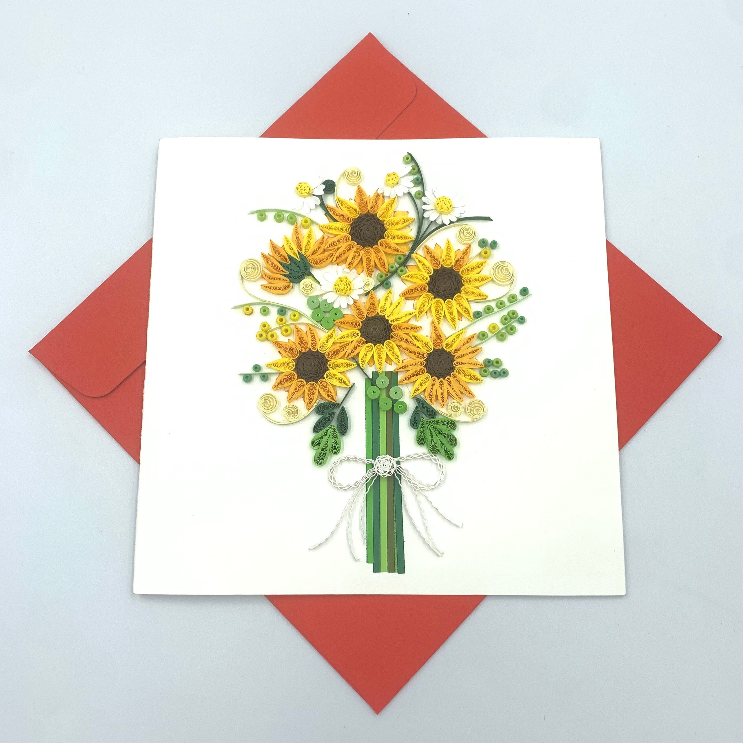 Quilling Card 3D Sunflower Bouquet Card Dedicated Paper | Etsy