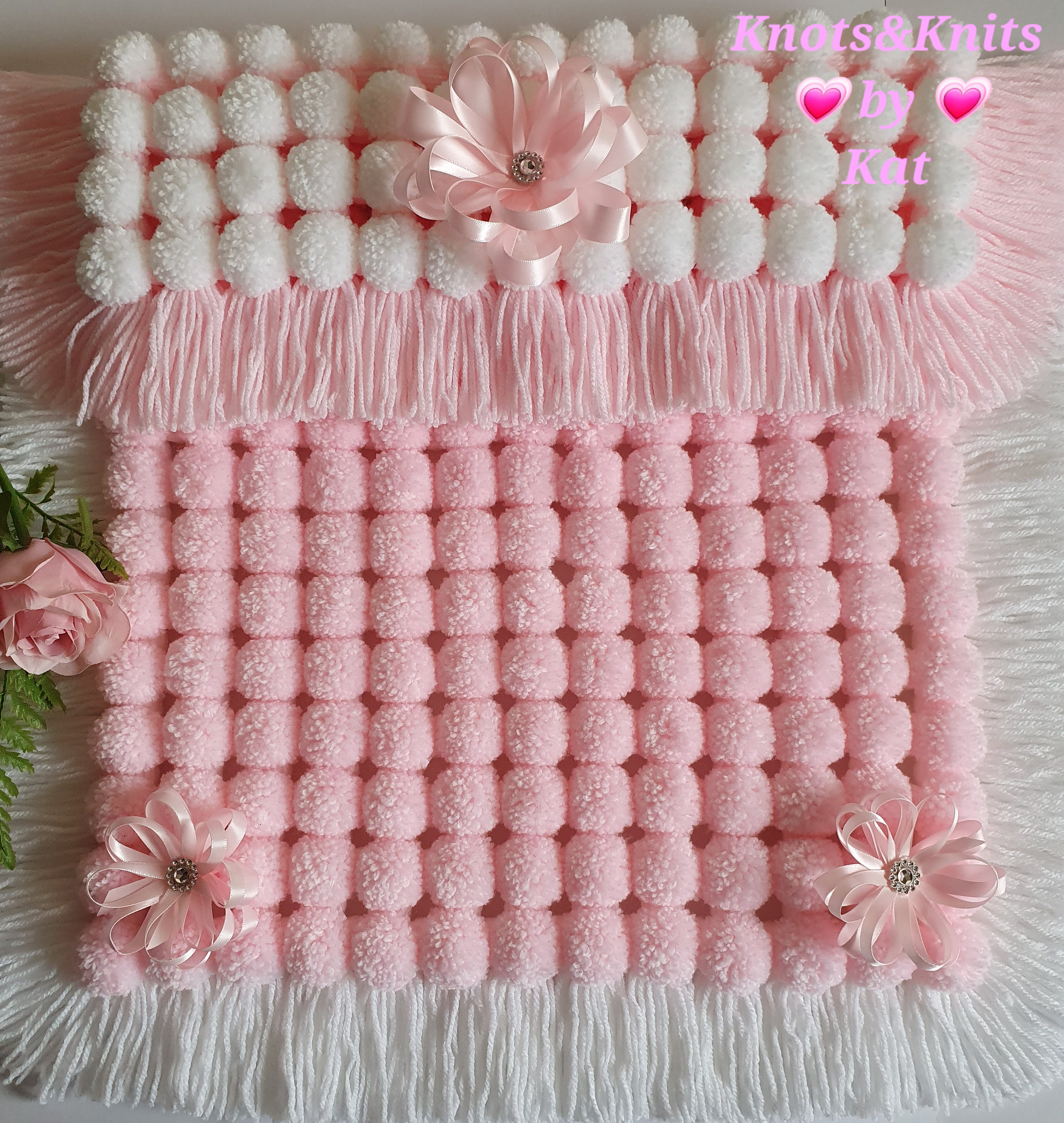 Pink Pom Pom Blanket Etsy Canada