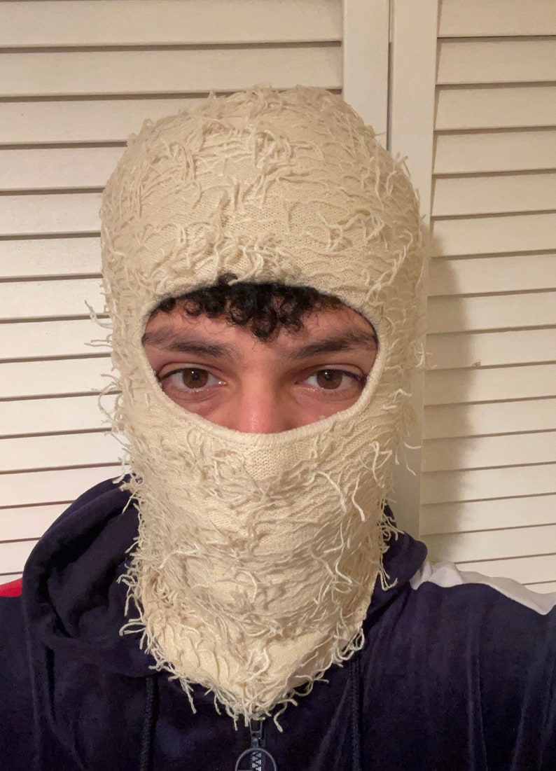 Knitted Balaclava Ski Mask Distressed Balaclava Mask Etsy