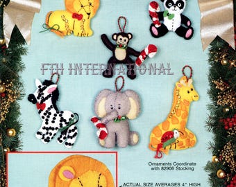 Bucilla Jungle Bells ~ 6 Pce Felt Christmas Ornament Kit #82941 DIY