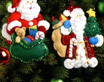 Bucilla Traditional & Old World Santa ~ 2 Pce Felt Christmas Ornament Kit #86416 DIY