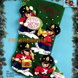 Bucilla Toy Soldiers ~ 18" Felt Christmas Stocking Kit #83201, Drum Bugle Parade DIY