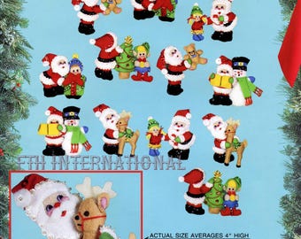 Bucilla Jolly Old St. Nick 12 Pce Felt Christmas Ornament Kit #82932 Santa, Deer DIY