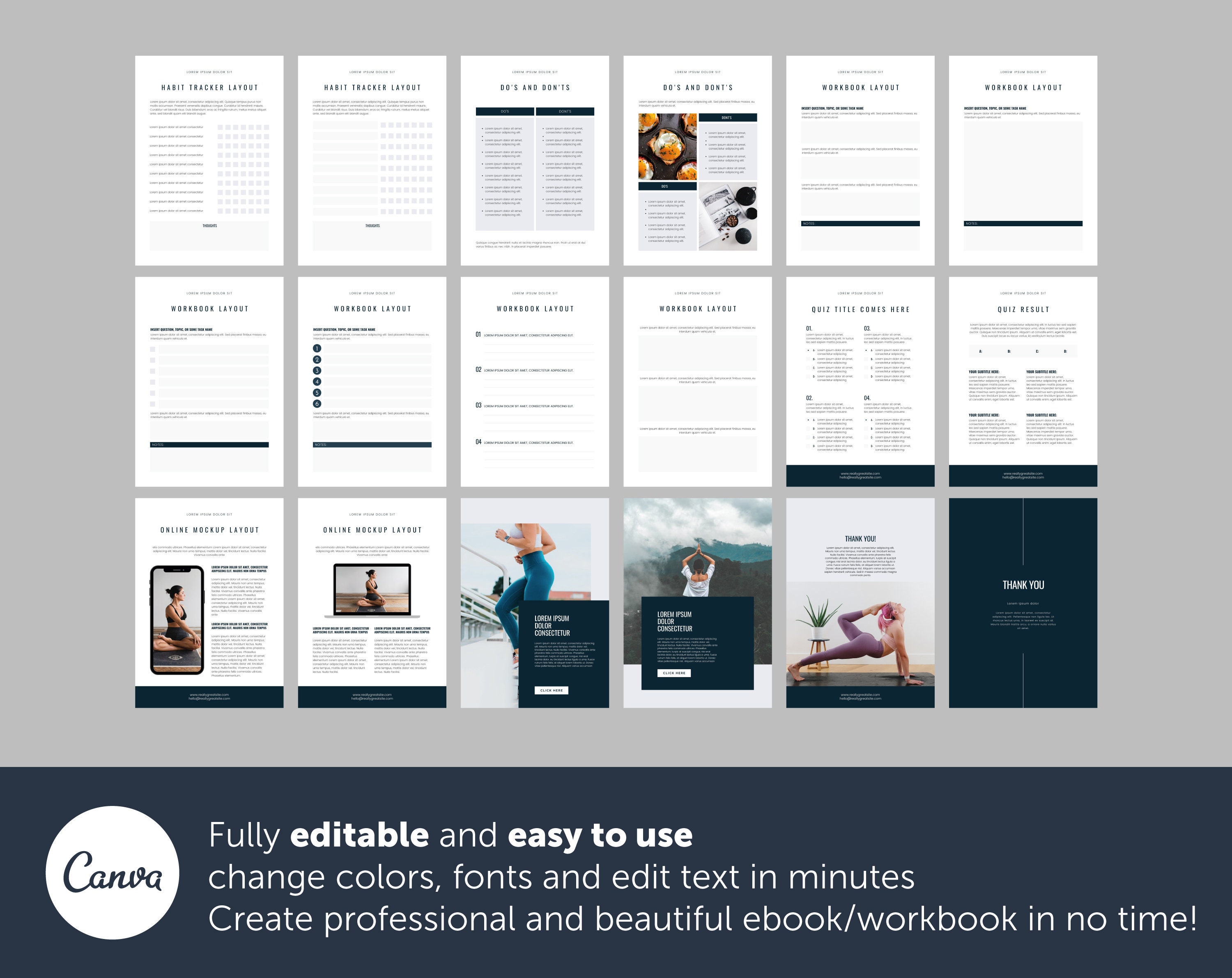 Ebook Workbook Template For Canva 50 Pages Editable Etsy UK