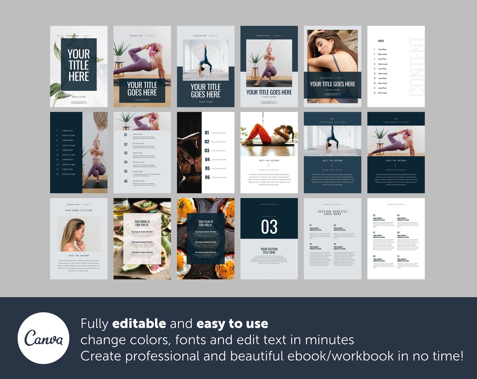 Ebook Workbook Template for Canva 50 Pages Editable Etsy UK
