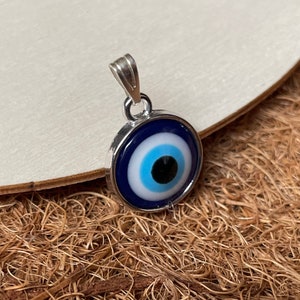 Evil Eye Pendant - 19 MM Round Nazar Charm - Blue Evil Eye Charm - Protection Charm 0269