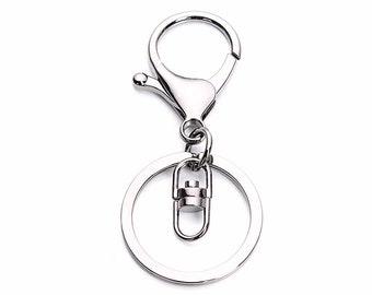 2 pcs Silver Keychain Ring with Lobster Claw Clasp Set of 2 - Keyring Findings - Keychain Supplies 0274