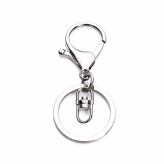 2 Pcs Silver Keychain Ring With Lobster Claw Clasp Set of 2