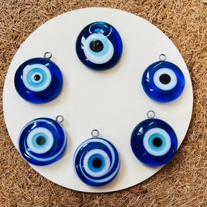 Evil Eye Amulet - 30 MM Blue Glass Nazar Charm - Handmade Evil Eye Pendant - Glass Evil Eye Charm for Jewelry and Home Decor