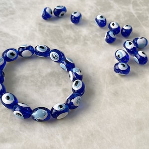 Rustic Evil Eye Beads - Set of 15 Plastic 12 mm Evil Eye Charms for Bracelet  - Evil Eye Jewelry Findings - Tube Nazar Beads 0195
