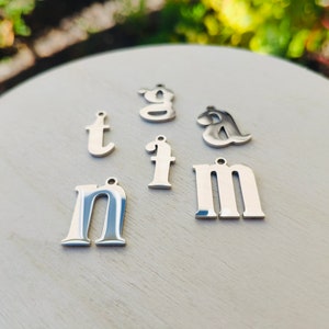 Stainless Steel Initial Charms - Silver Gold Stainless Steel Letter Charm Pendant - Lowercase Letter Charms