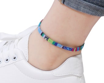 Colorful Boho Anklet - Unisex Braided Ankle Bracelets - Adjustable Surfer Anklet - Mixed Colored Slider Anklet - Boho Summer Jewelry 0328