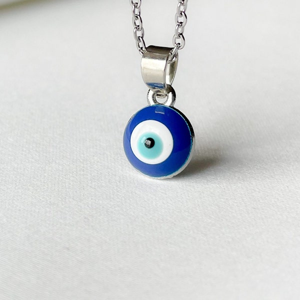 Evil Eye Pendant - Silver Enamel Nazar Charm - Tiny Evil Eye Pendant - Add a Charm - Personalized Jewelry 0182