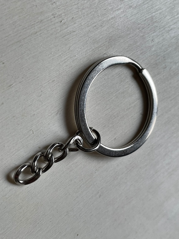 2 Pcs Silver Keyring With Link Chain - Set of 2 30 Mm Keychain