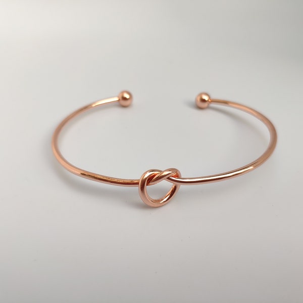 Love Knot Cuff - Love Friendship Bracelet - Bridesmaid's Gift - Anti Tarnish Stainless Steel Open Bangle Bracelet - Gift for Her 0097