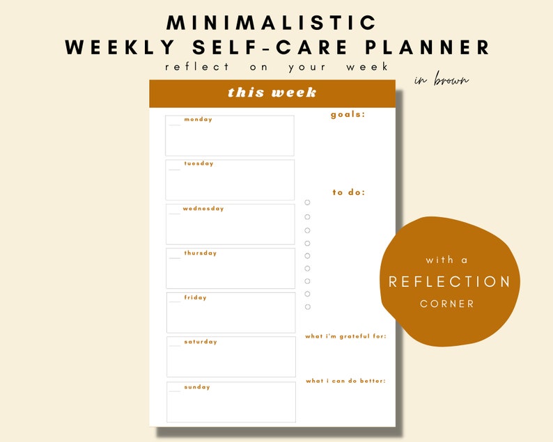 Weekly Reflections Gratitude Journal Planner Schedule Printable