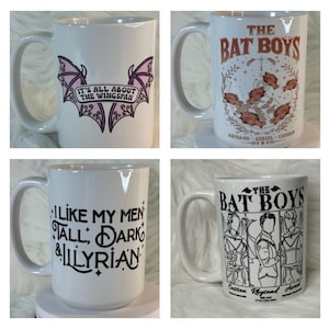 15oz Ceramic Mug Bat Boys Wing Span Rhysand Cassian Azriel Night Court Sarah Maas smut bookish book fantasy Illyrian Acotar Men Tall Dark