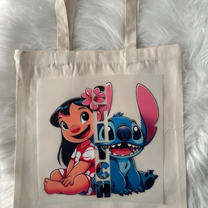 Alien Blue Guy stitch Hawaiian Canvas Tote Handbag Reusable bag image 1