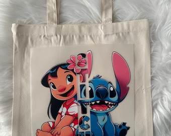 Alien Blue Guy stitch Hawaiian Canvas Tote Handbag Reusable bag