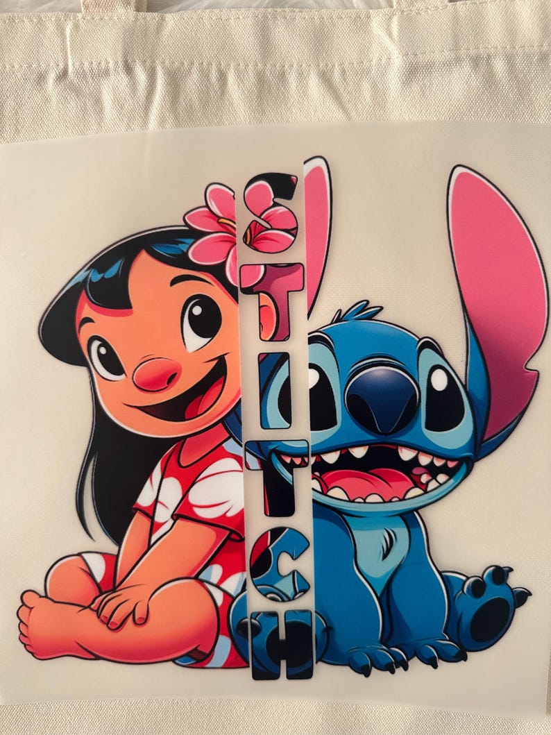 Alien Blue Guy stitch Hawaiian Canvas Tote Handbag Reusable bag image 2