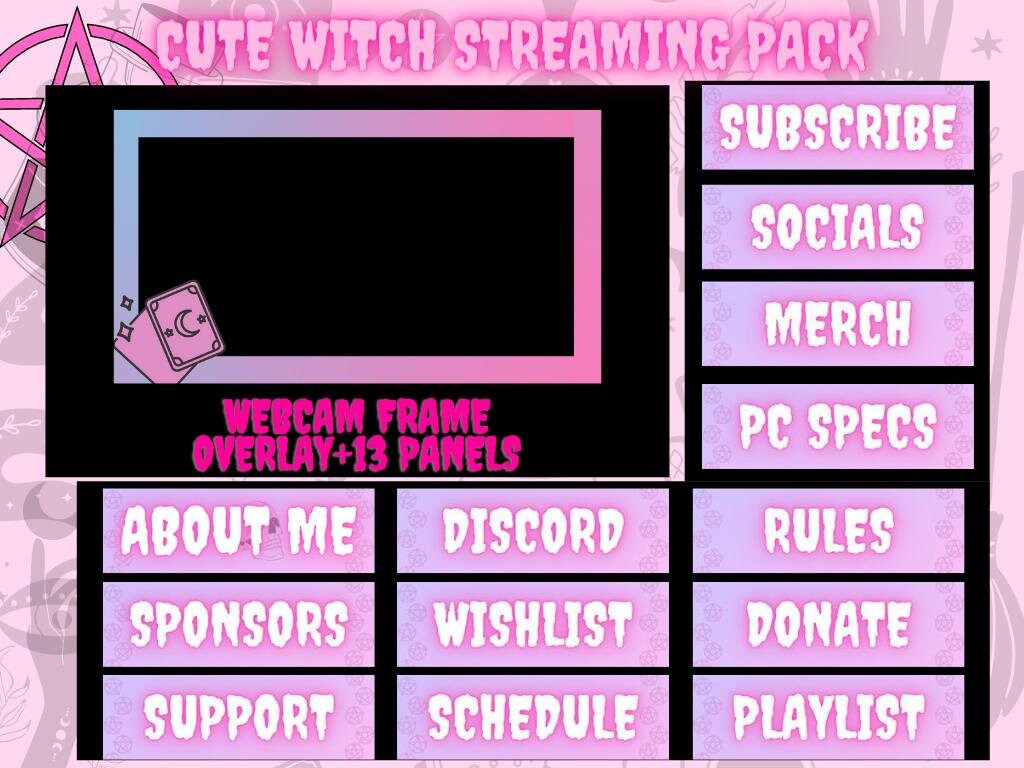 Animated Streaming Twitch Overlay Pack cute Witch Scenes - Etsy UK