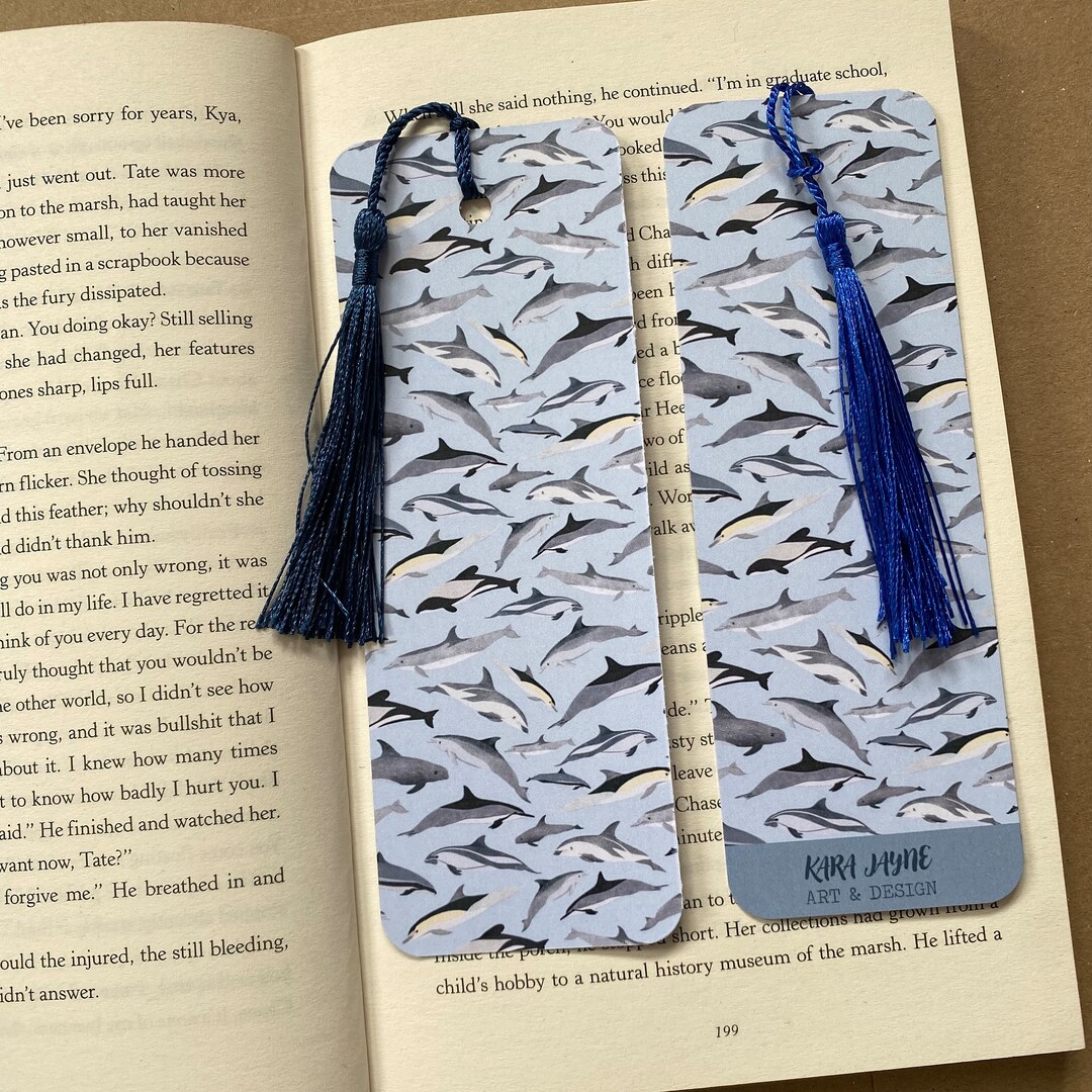 Dolphin Bookmark / Under the Sea / Illustration / Ocean Lover Etsy