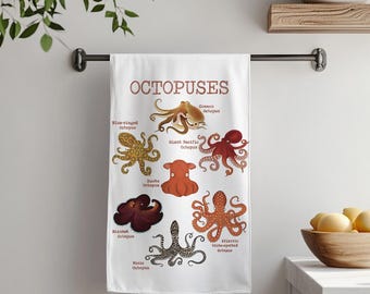 Octopus Tea Towel: 100% Cotton Nautical Kitchen Decor, UK Made