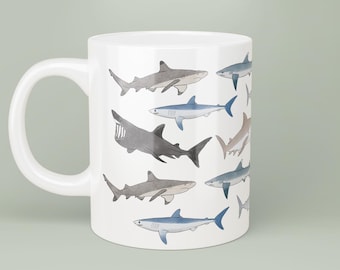 Sharks Ceramic Mug: Ocean Lover Gift, UK Made
