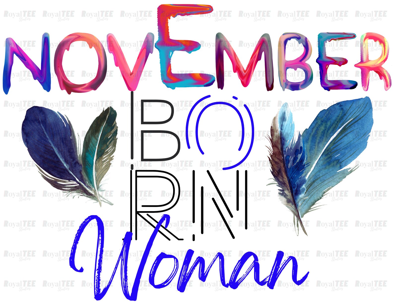 November Woman November Born Woman PNG | Birthday | Feather Art Design | DTF ...
