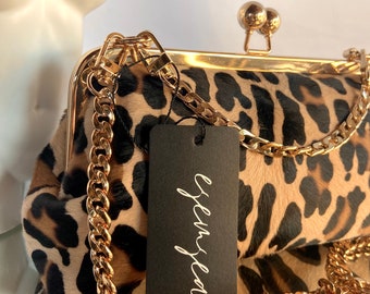 Leopard Cowhide Print Leather Purse