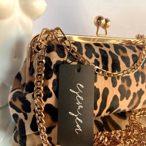 Leopard Cowhide Print Leather Purse