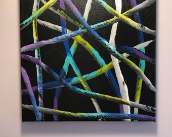 Original 12x12 Acrylic Abstract Painting on Stretched Canvas ~ Ropes