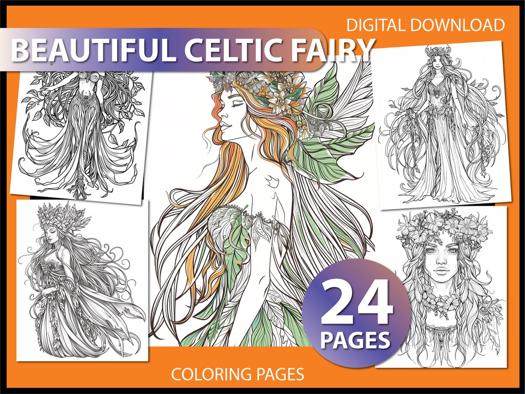 Explore the Enchanting Celtic Fairy Coloring Page for Adults Coloring ...