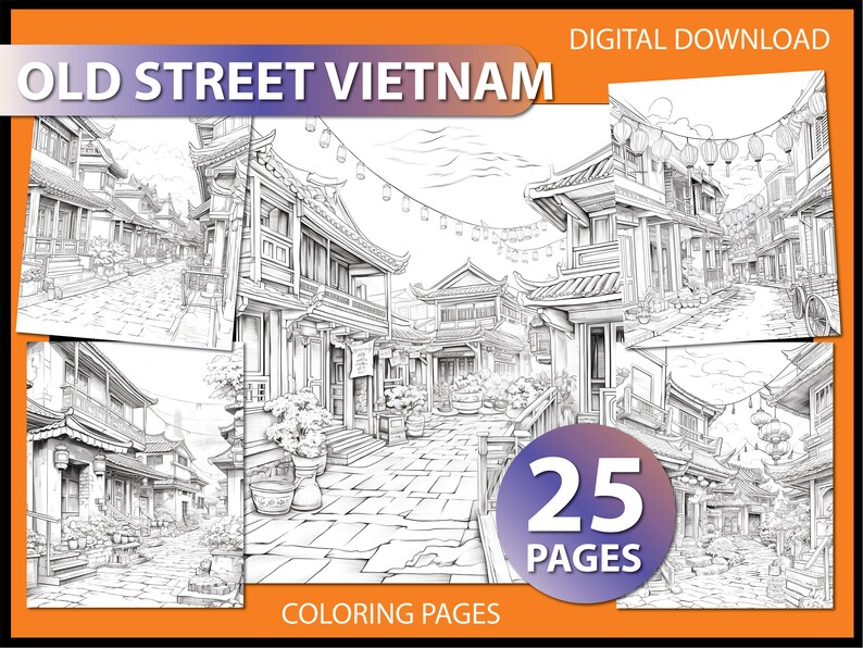 Nostalgic Charm: Old Town Coloring Pages for Adult Coloring Page for