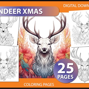 Regal Reindeer: Adult Christmas Coloring Page - reindeer coloring pages adult - coloring book adult - animal coloring - xmas coloring pages