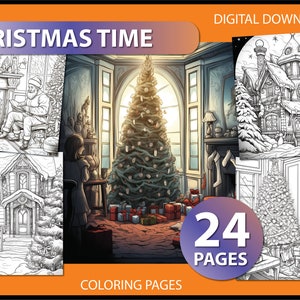 Christmas Time: Adult Coloring Pages Collection - Christmas Coloring page - Grayscale coloring Xmas - Merry Christmas - Noel tree coloring